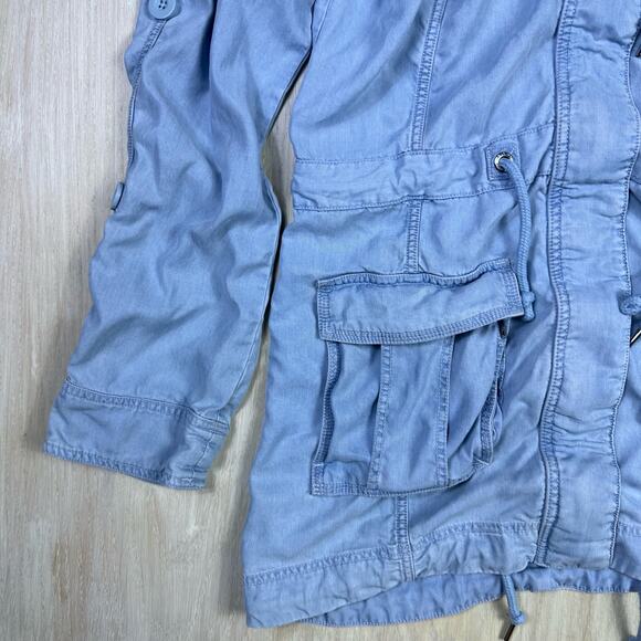 Lorna Jane LJ Black Chambray Denim Casual Outdoor Parka Hooded Jacket Medium - Picture 5 of 16